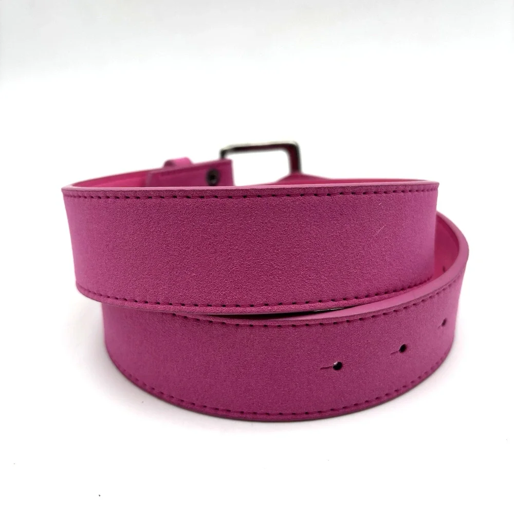 Vintage Y2K Belts.com BS066 Hot Pink Genuine Suede Leather Belt 30 27-33